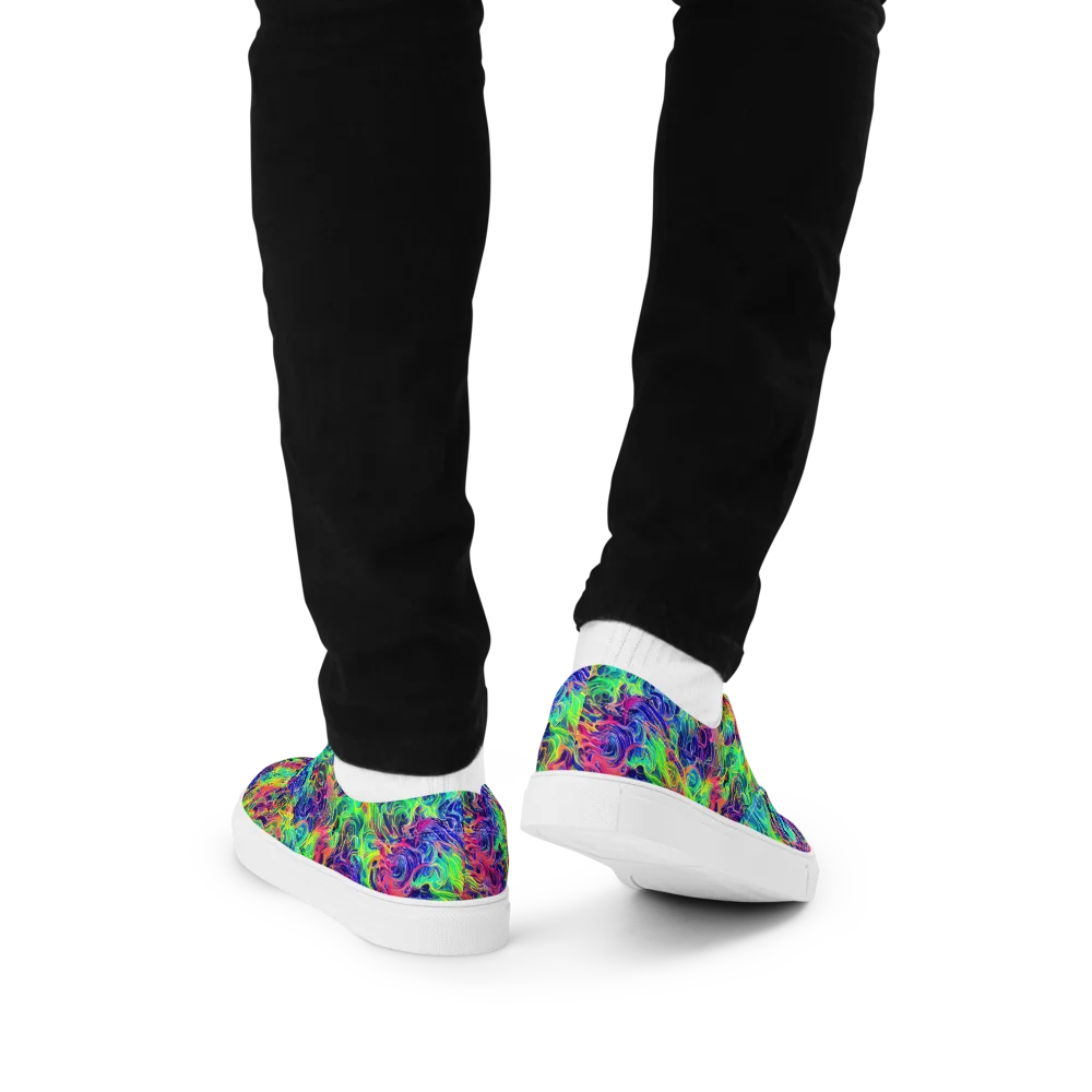 Radiant Whorl on Men's Lace-Up Canvas Shoes — Back