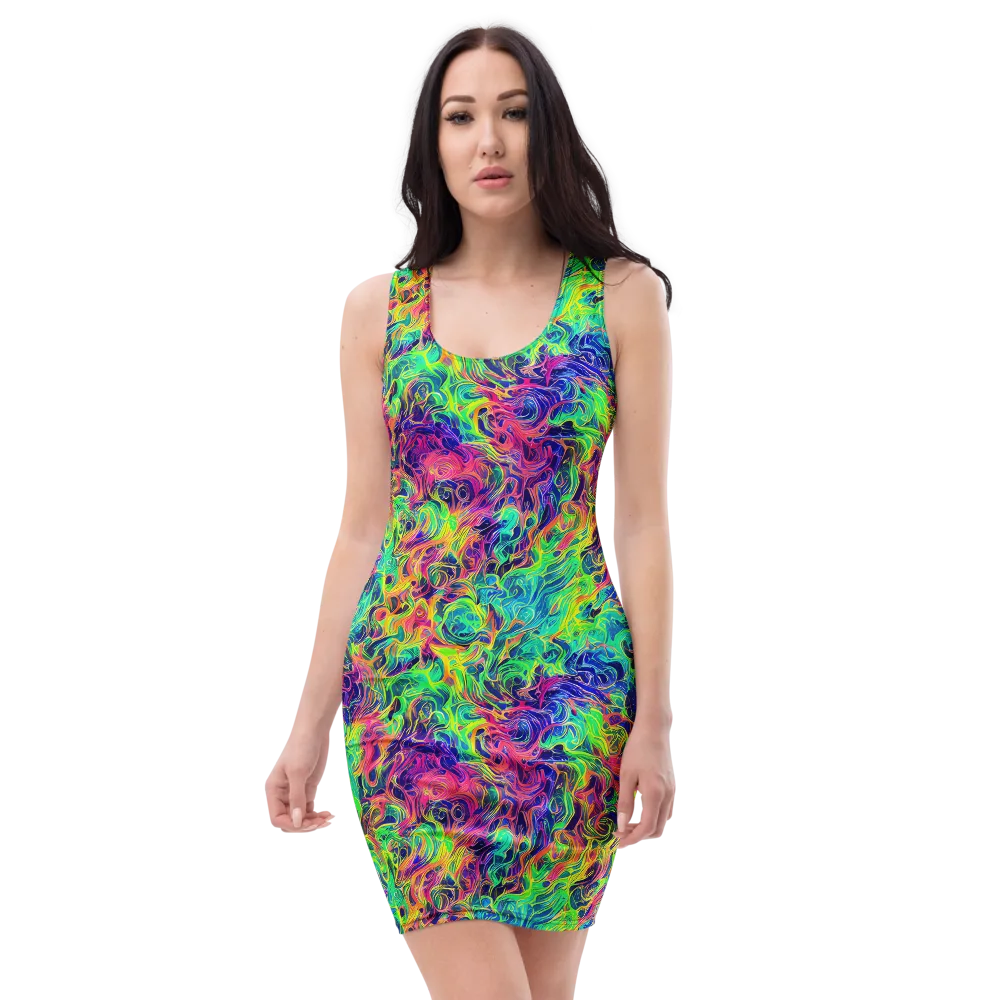Radiant Whorl on Bodycon Dress — Front