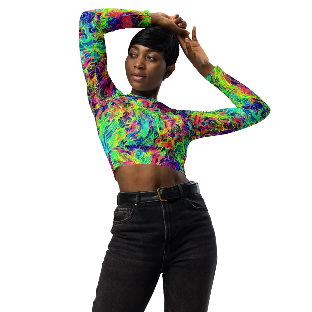 Radiant Whorl on Long Sleeve Crop Top — Front