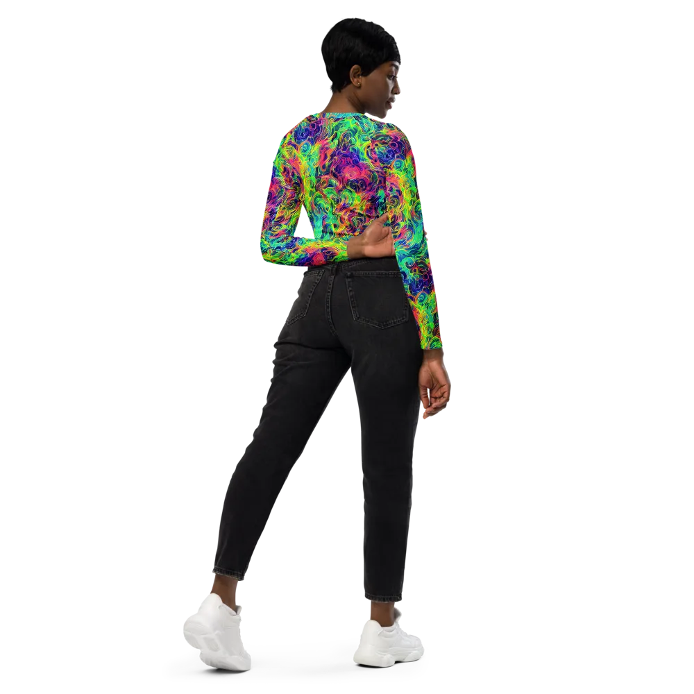 Radiant Whorl on Long Sleeve Crop Top — Right Back