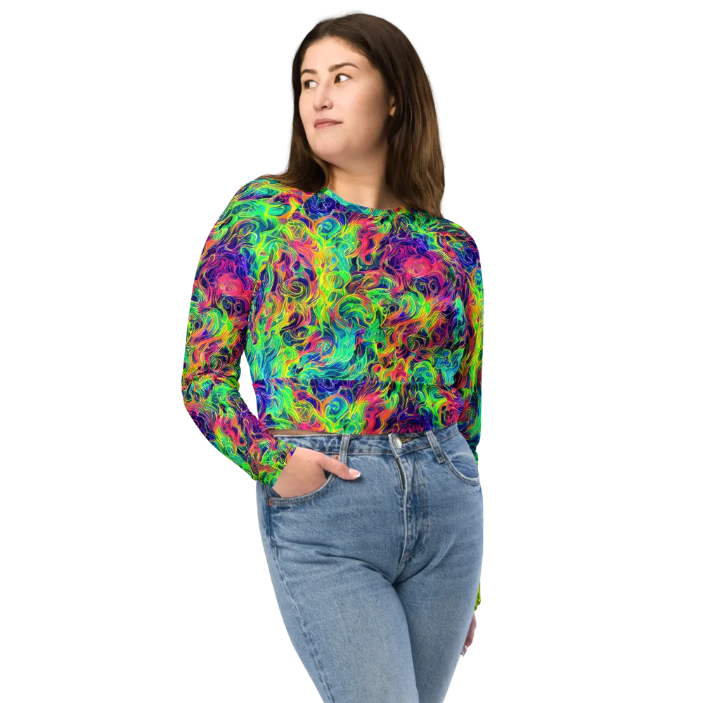 Radiant Whorl on Long Sleeve Crop Top — Front