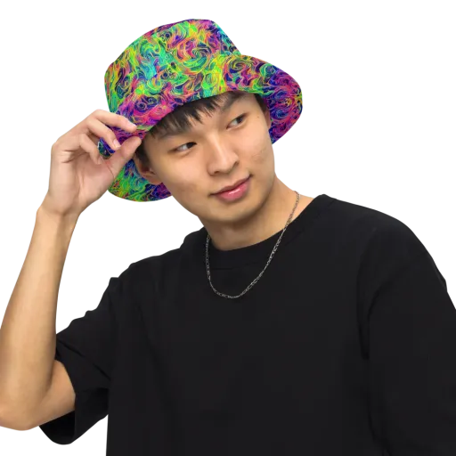 Radiant Whorl on a Reversible Bucket Hat