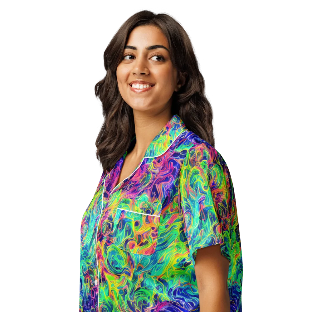 Radiant Whorl on Women's Short Sleeve Pajama Top — Left Front