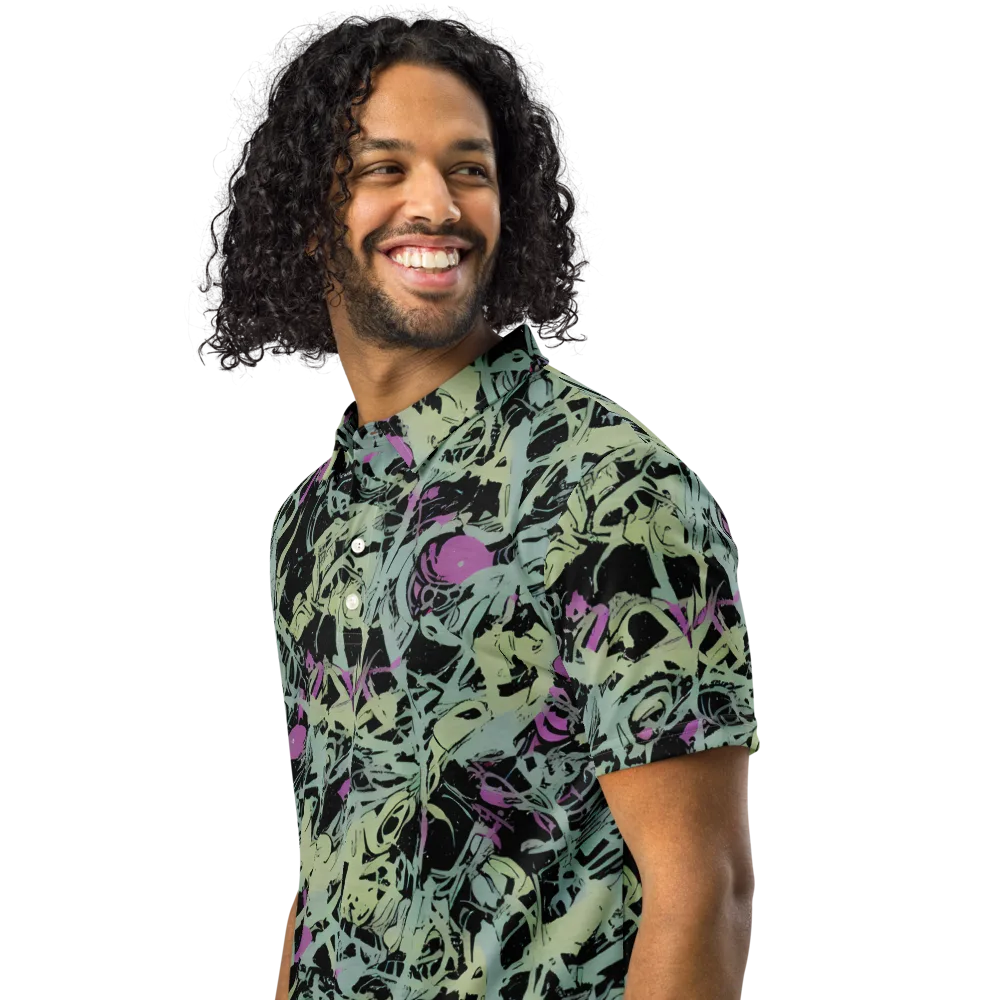 Acid Ink on Men's Slim Fit Polo Shirt — Left Front