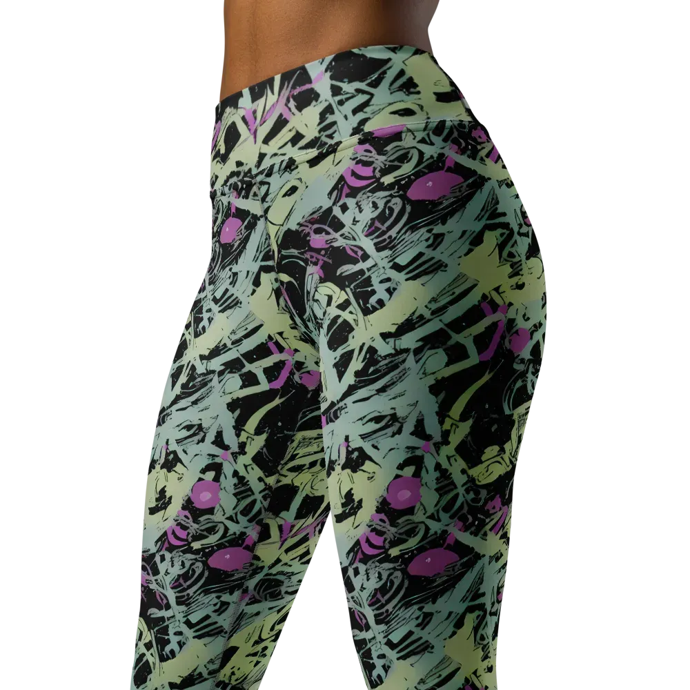 Acid Ink on Yoga Leggings — Left Front