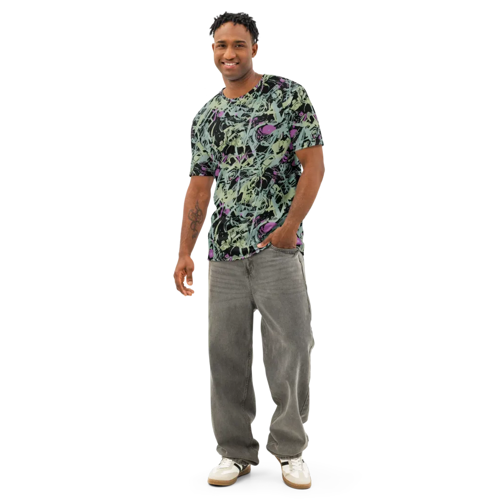 Acid Ink on Men's Cotton Crew Neck T-Shirt — Front