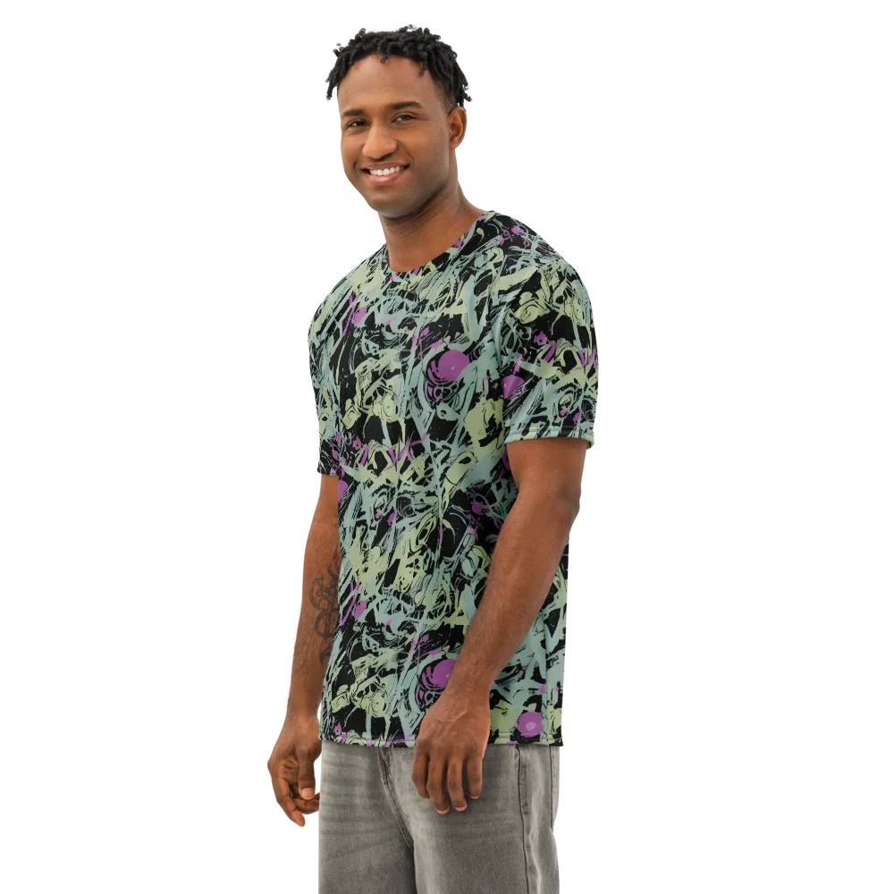 Acid Ink on Men's Cotton Crew Neck T-Shirt — Left Front
