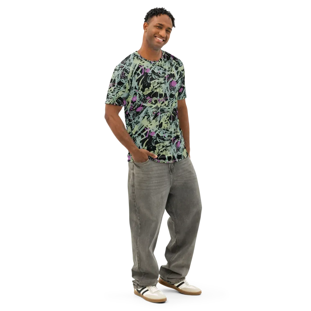 Acid Ink on Men's Cotton Crew Neck T-Shirt — Right Front