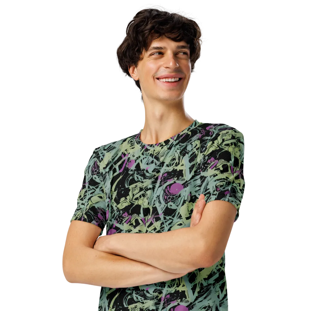 Acid Ink on Men's Crew Neck T-Shirt — Left Front