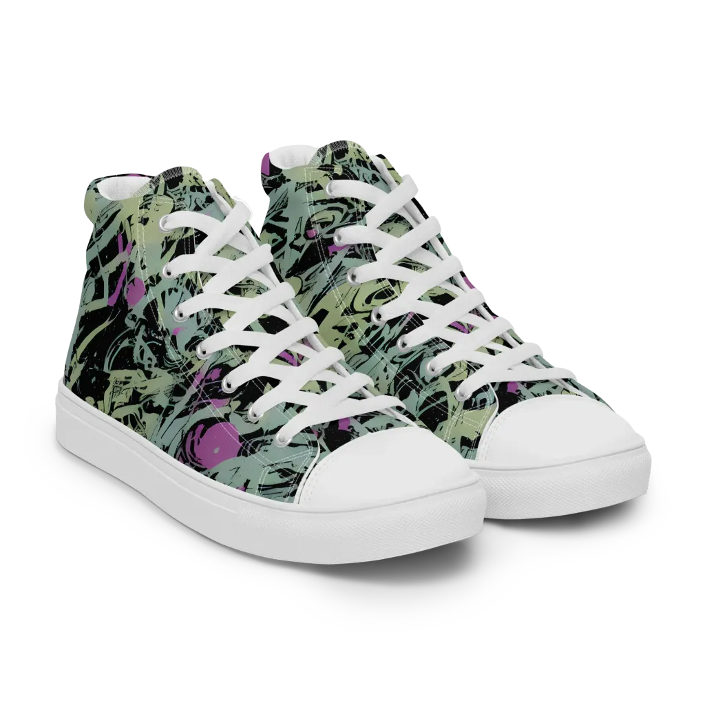 Acid Ink on Men's High Top Canvas Shoes — Right Front