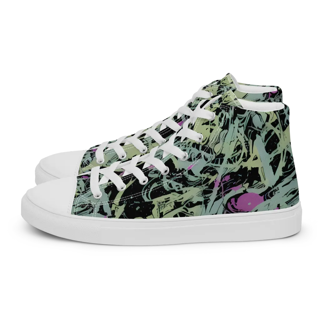 Acid Ink on Men's High Top Canvas Shoes — Left