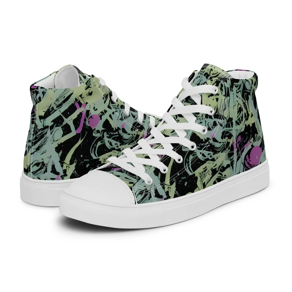 Acid Ink on Men's High Top Canvas Shoes — Left