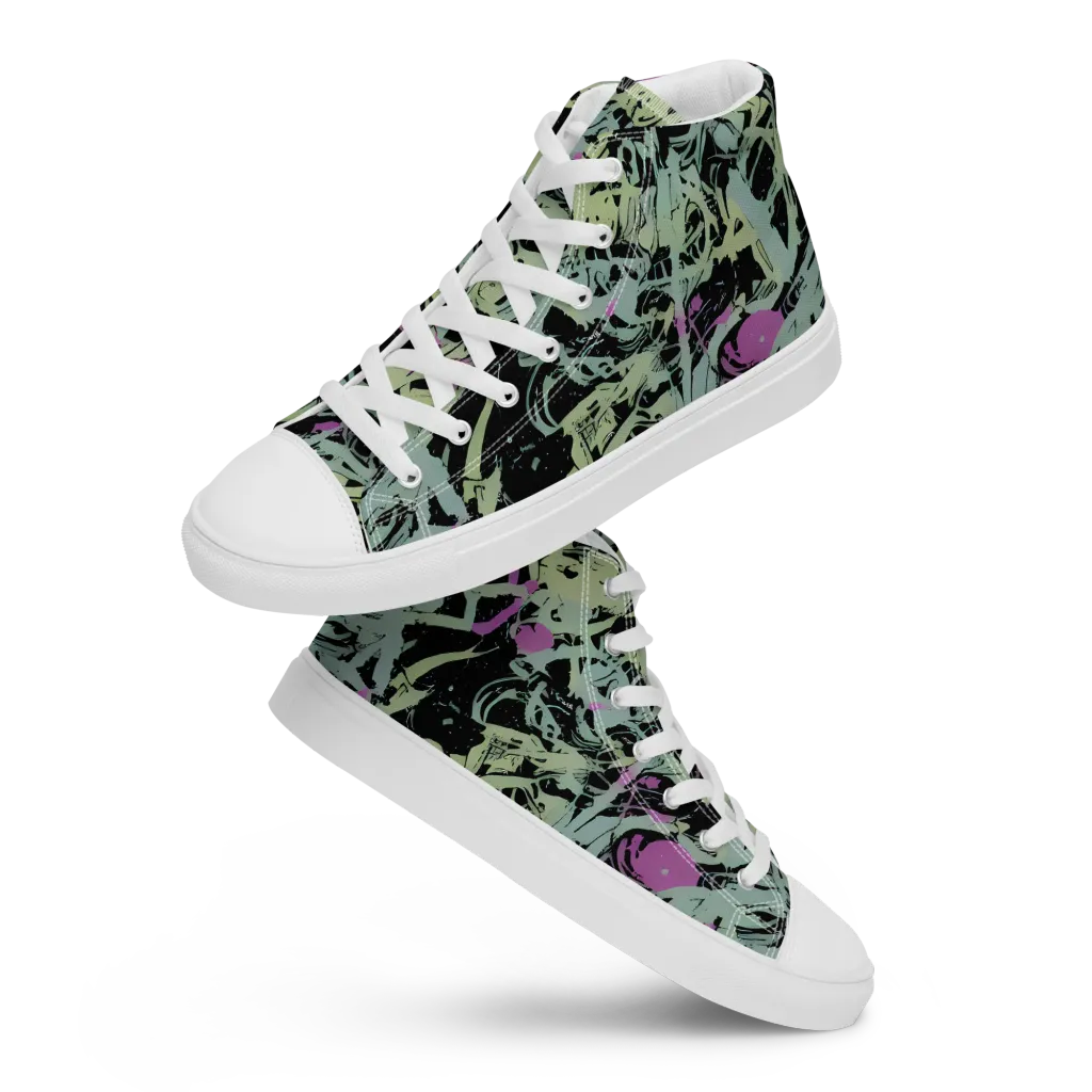 Acid Ink on Men's High Top Canvas Shoes — Front