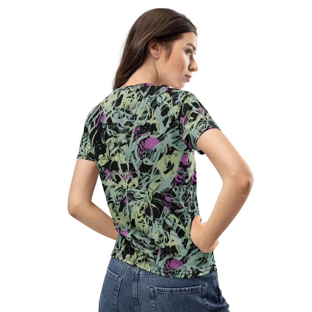 Acid Ink on Women's Crew Neck T-Shirt — Back