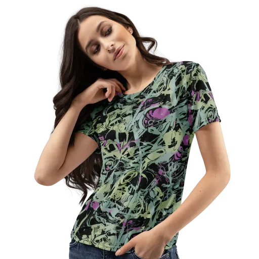 Acid Ink on a Women's Crew Neck T-Shirt