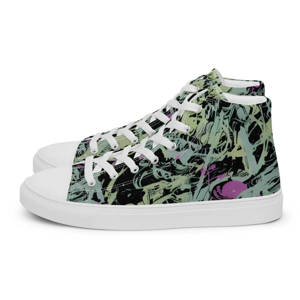 Acid Ink on Women's High Top Canvas Shoes — Left