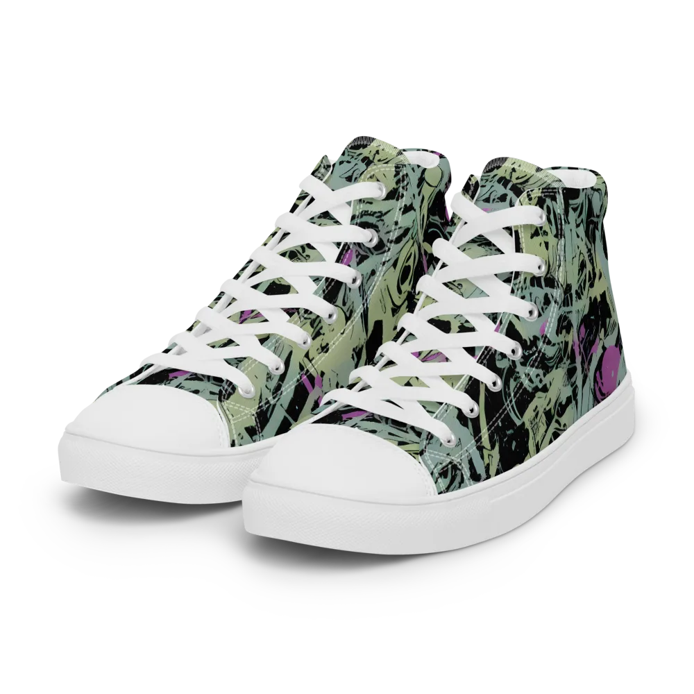 Acid Ink on Women's High Top Canvas Shoes — Left Front
