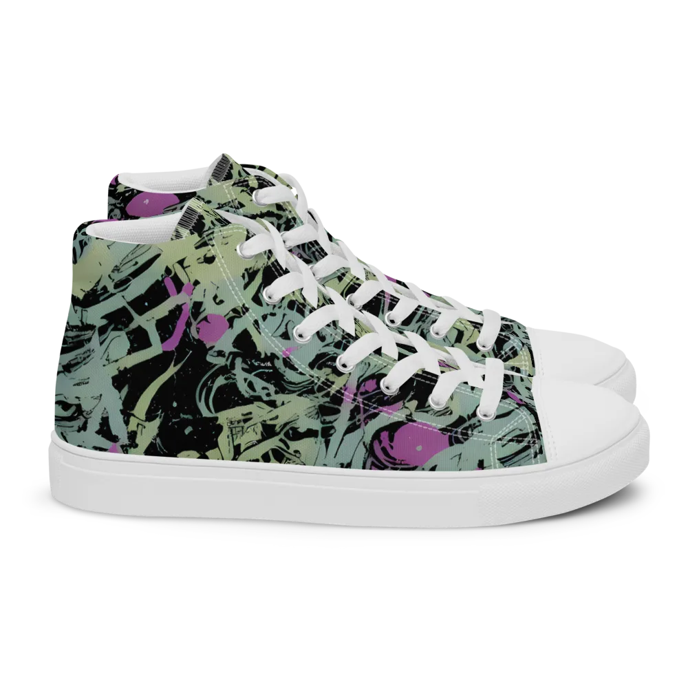 Acid Ink on Women's High Top Canvas Shoes — Right