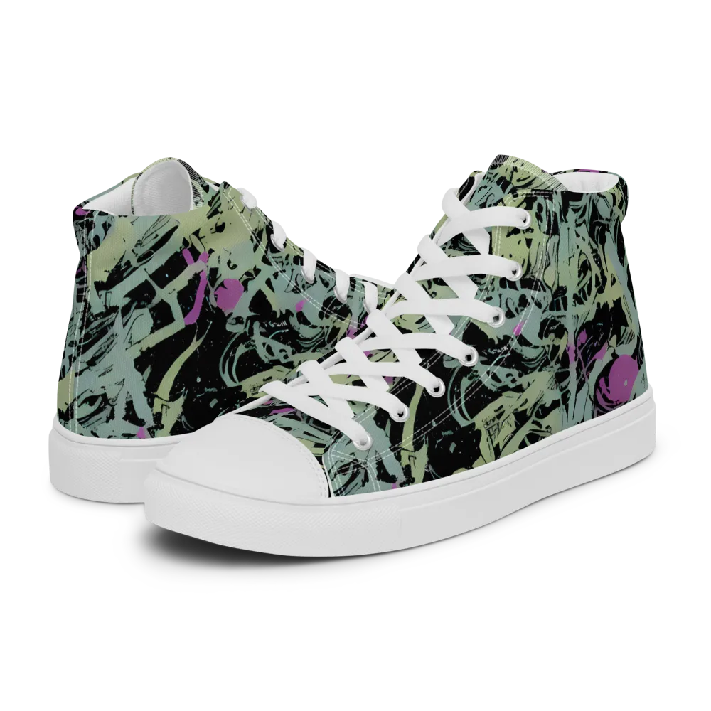 Acid Ink on Women's High Top Canvas Shoes — Left