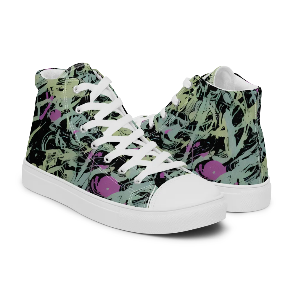 Acid Ink on Women's High Top Canvas Shoes — Right