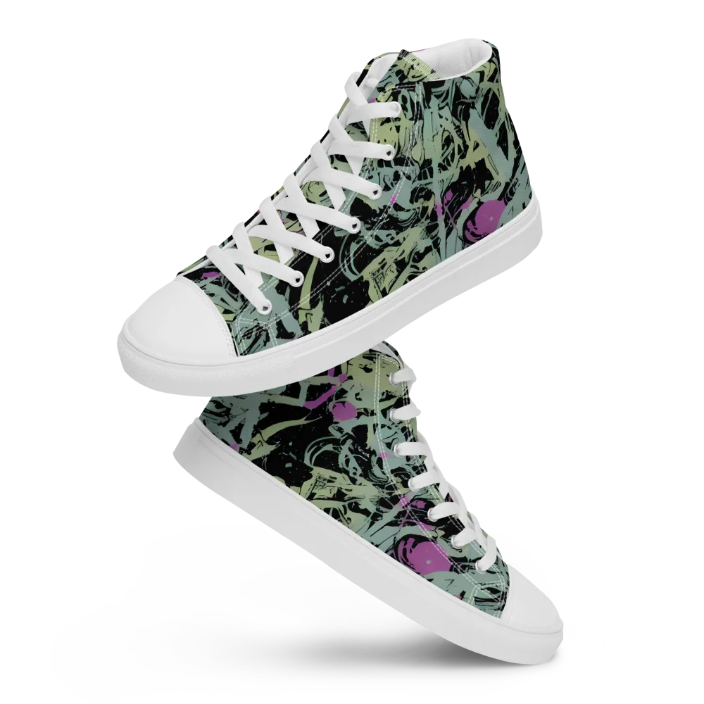 Acid Ink on Women's High Top Canvas Shoes — Front