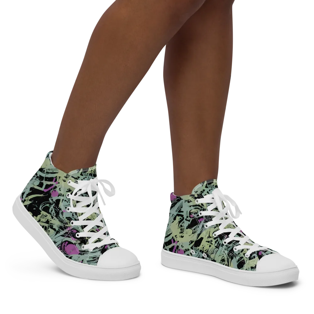 Acid Ink on Women's High Top Canvas Shoes — Right
