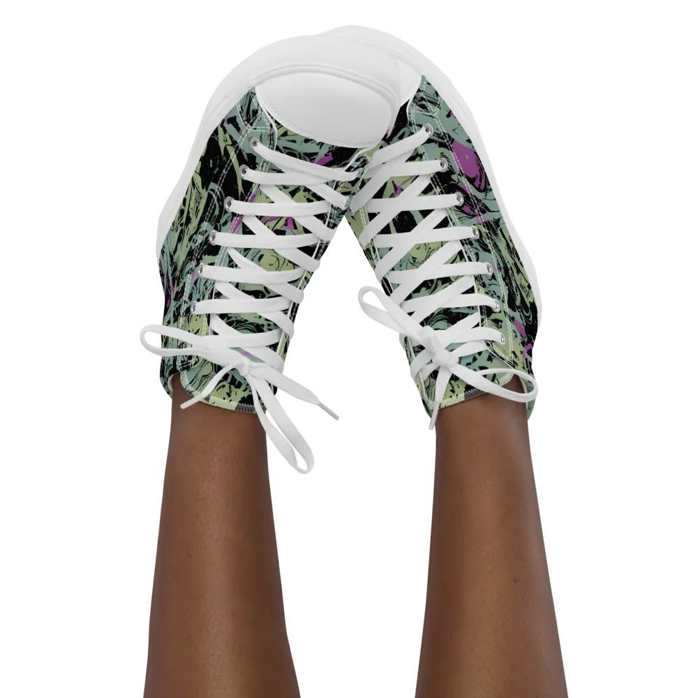 Acid Ink on Women's High Top Canvas Shoes — Front
