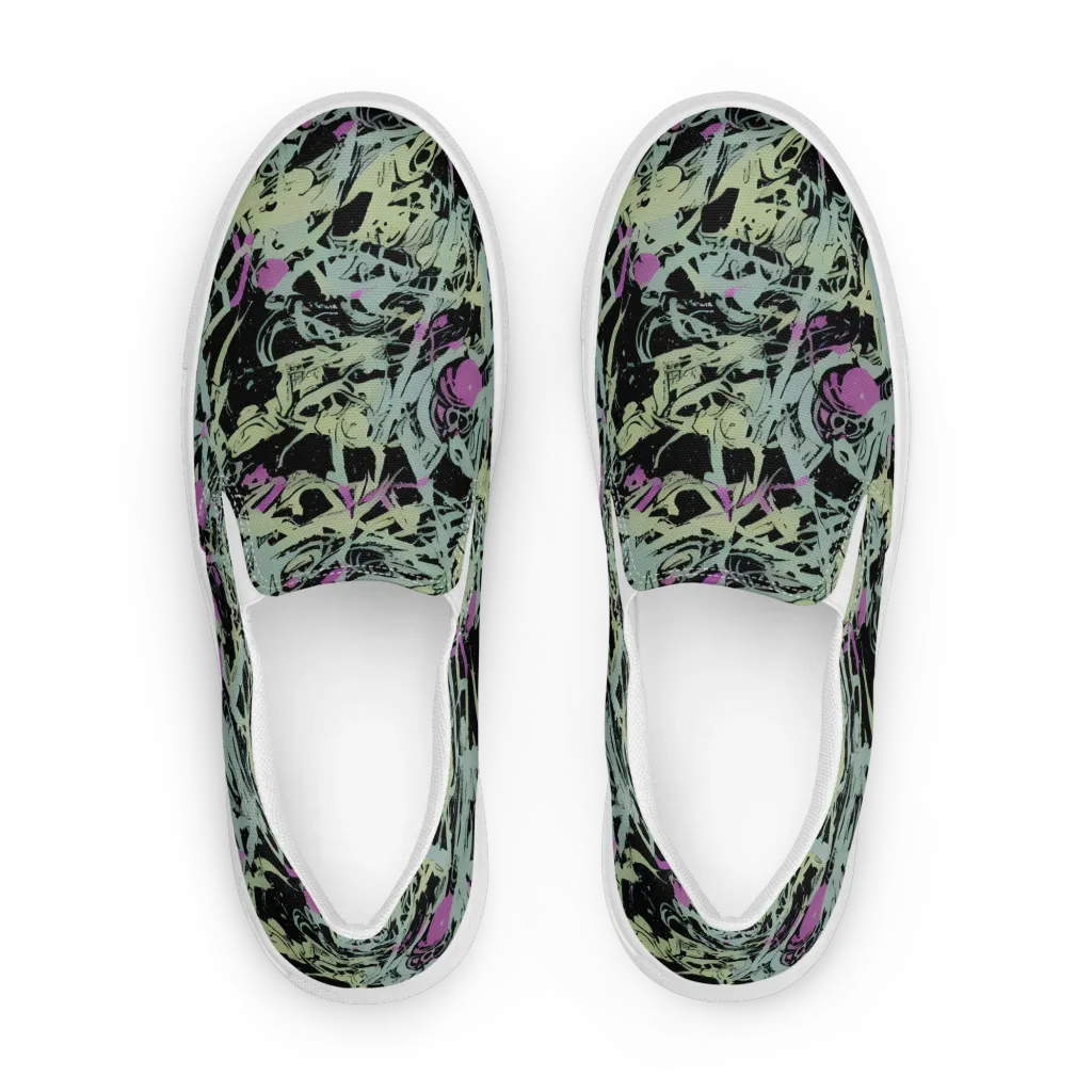 Acid Ink on Men's Slip-On Canvas Shoes — Front