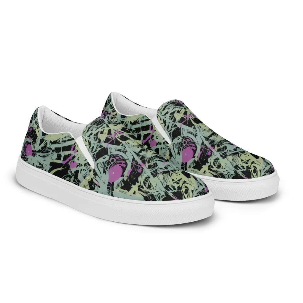 Acid Ink on Men's Slip-On Canvas Shoes — Right Front