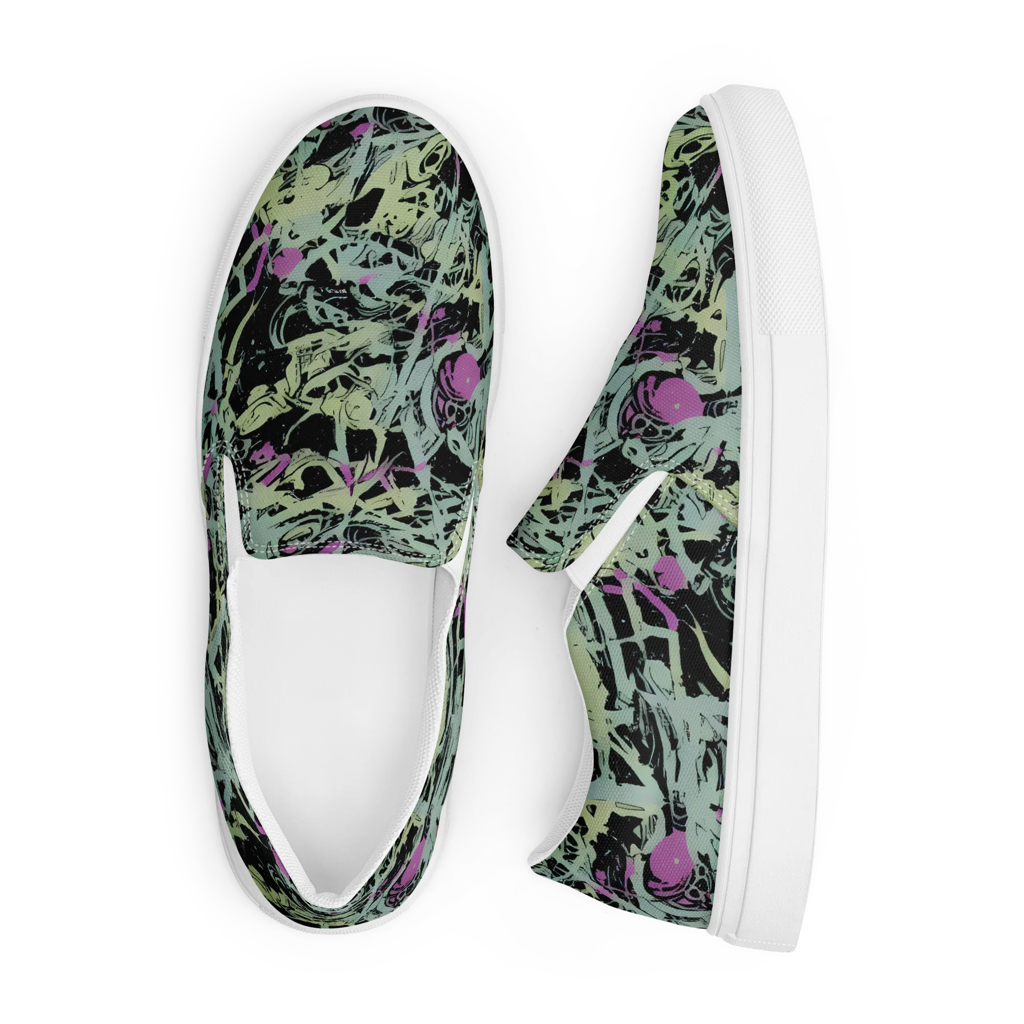 Acid Ink on Men's Slip-On Canvas Shoes — Front