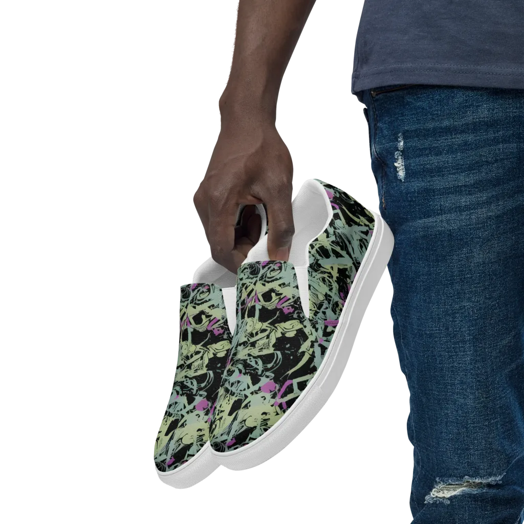 Acid Ink on Men's Slip-On Canvas Shoes — Left Front