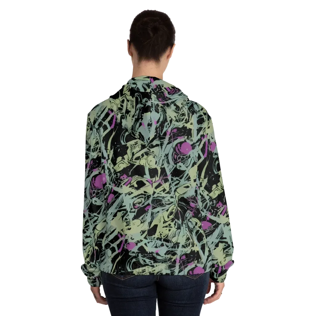 Acid Ink on Women's Full-Zip Hoodie — Back On Person