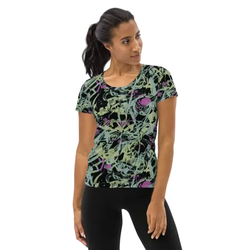 Acid Ink on a Women's Athletic T-Shirt