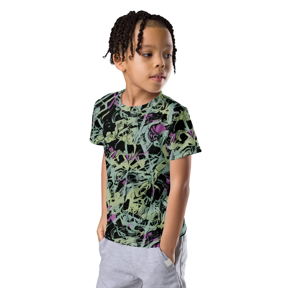 Acid Ink on Kids Crew Neck T-Shirt — Left Front