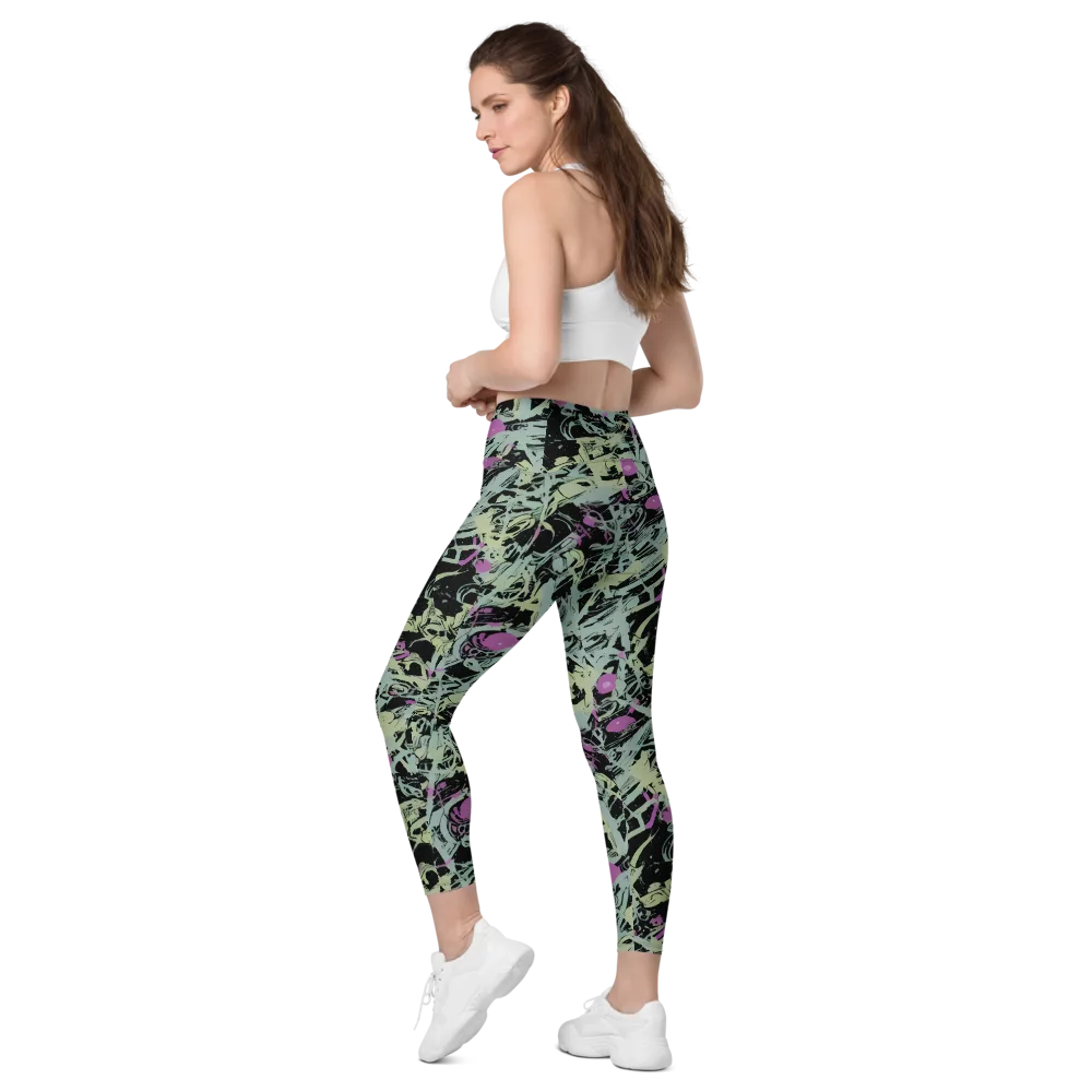 Acid Ink on Leggings with Pockets — Left Back