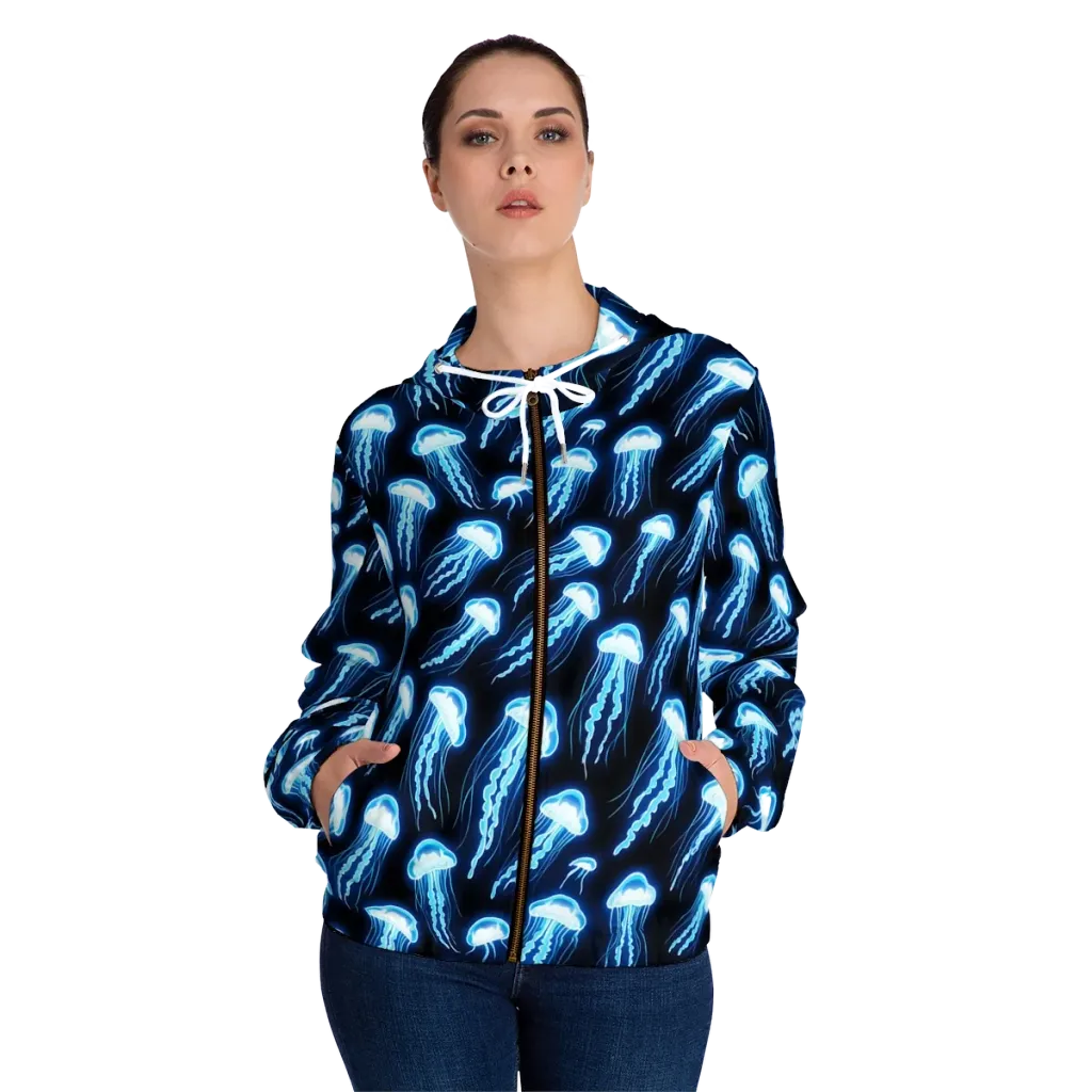Midnight Jelly on Women's Full-Zip Hoodie — Front On Person