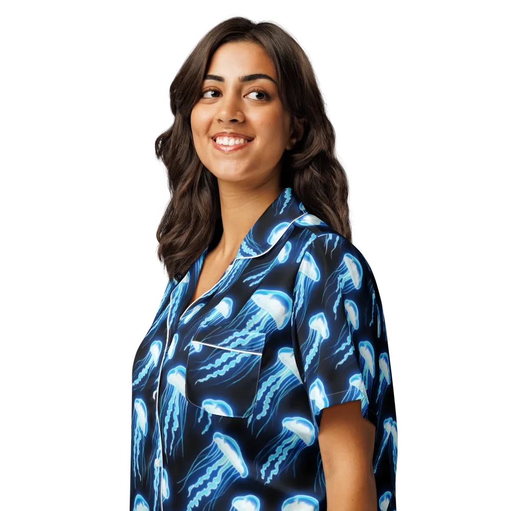 Midnight Jelly on Women's Short Sleeve Pajama Top — Left Front