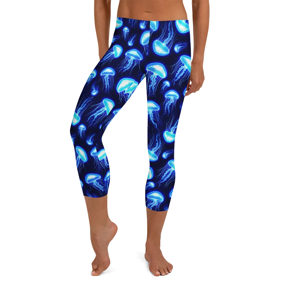 Azure Jellyscape on Capri Leggings — Front