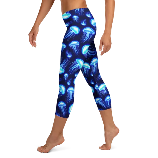 Azure Jellyscape on a Capri Leggings