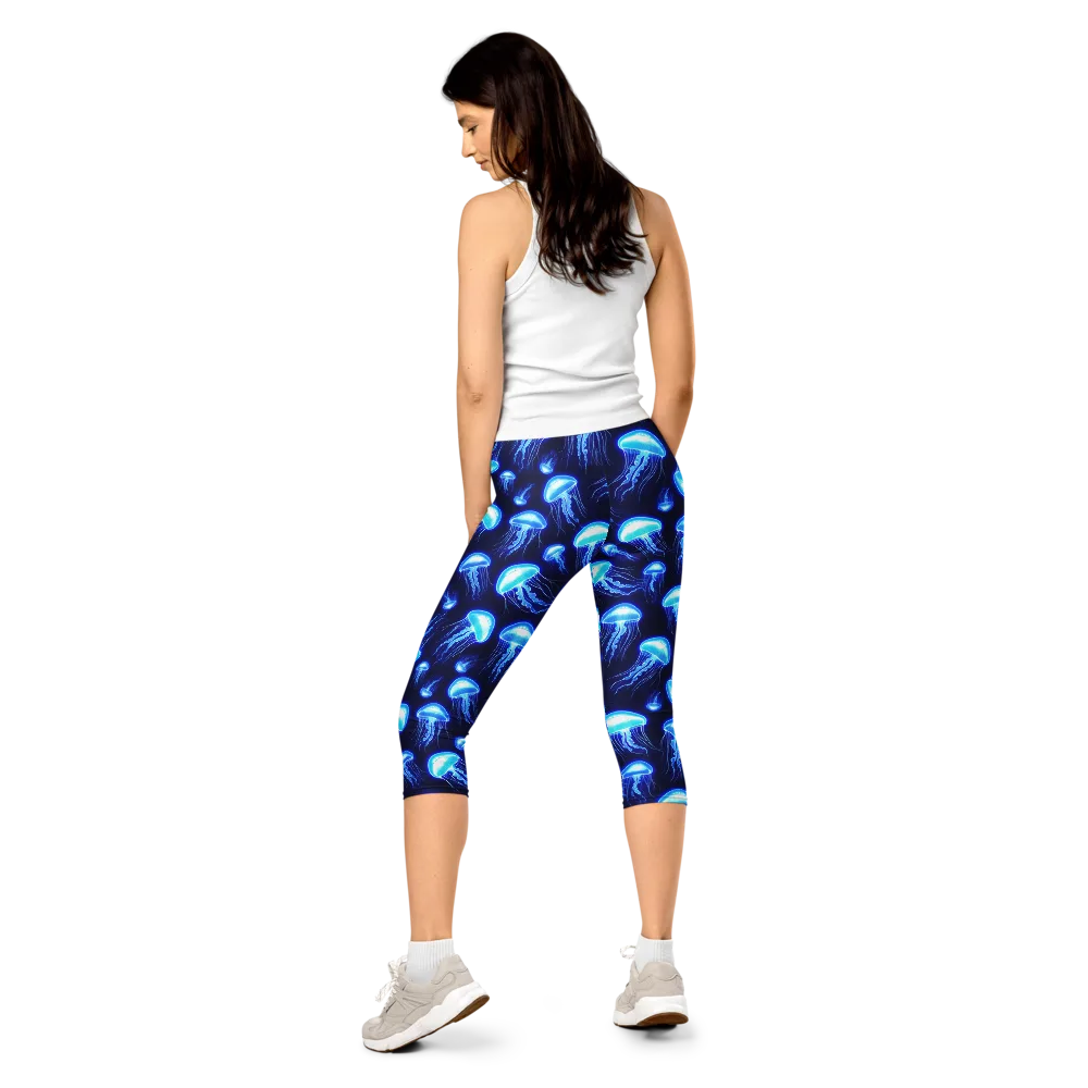 Azure Jellyscape on Capri Leggings — Back
