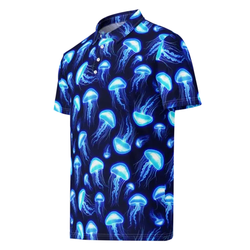 Azure Jellyscape on a Men's Slim Fit Polo Shirt