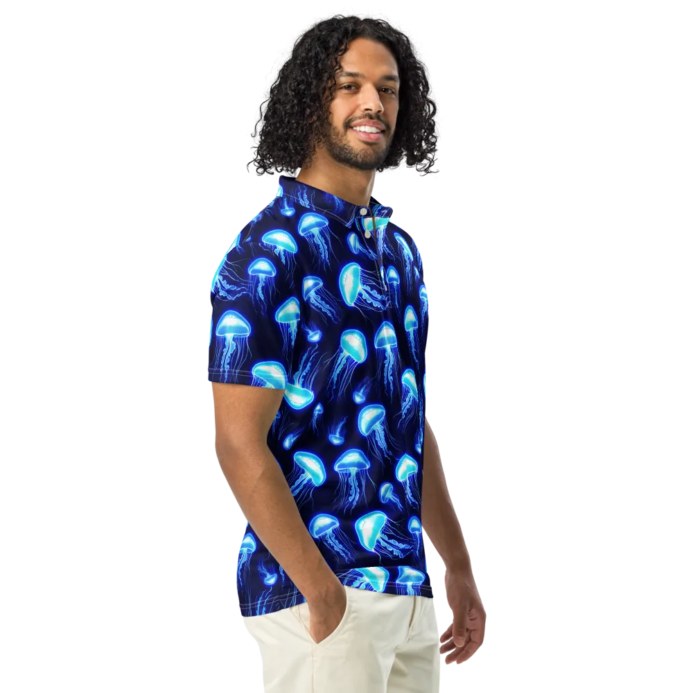 Azure Jellyscape on Men's Slim Fit Polo Shirt — Right Front