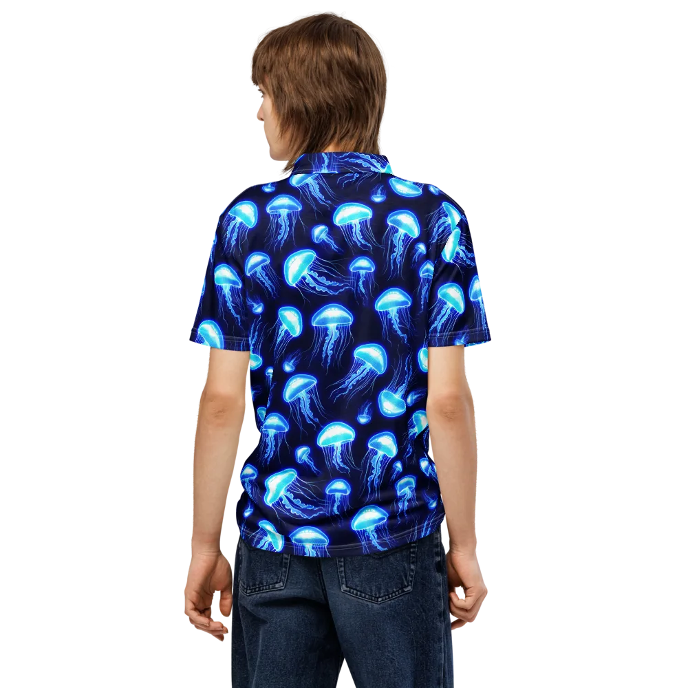 Azure Jellyscape on Men's Slim Fit Polo Shirt — Back