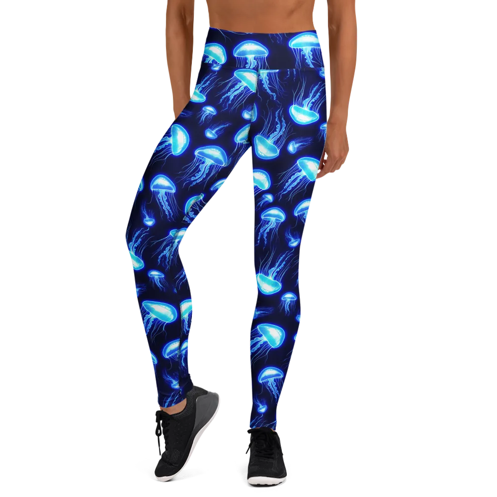 Azure Jellyscape on Yoga Leggings — Front