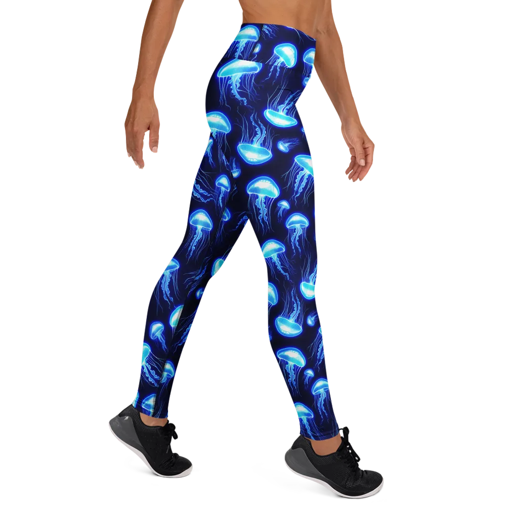 Azure Jellyscape on Yoga Leggings — Right