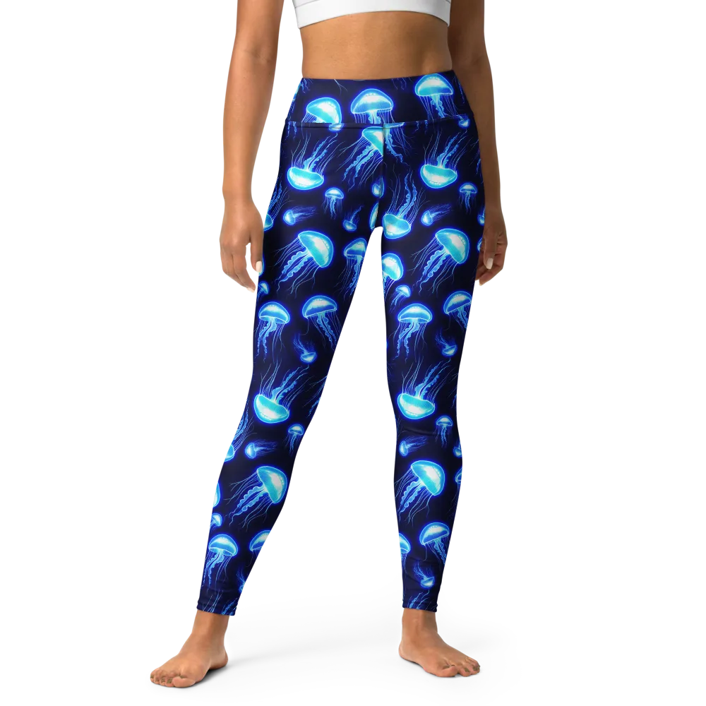 Azure Jellyscape on Yoga Leggings — Front