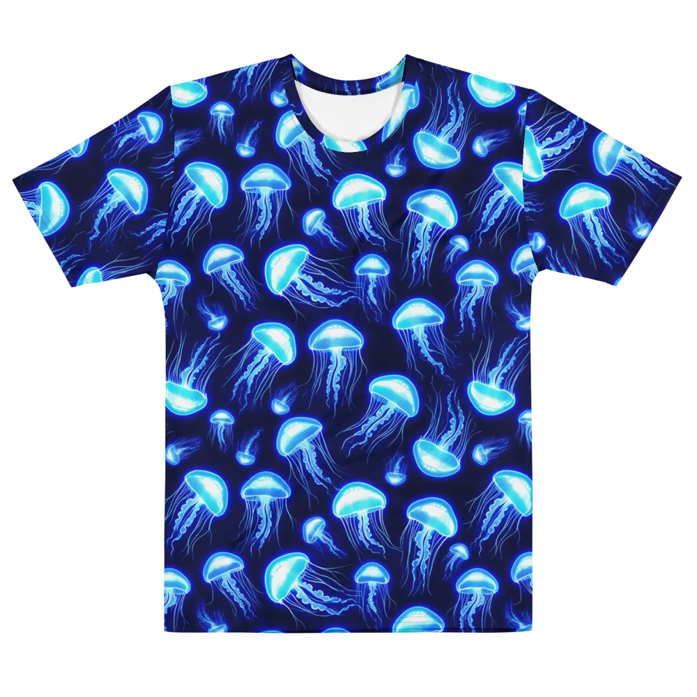 Azure Jellyscape on Men's Cotton Crew Neck T-Shirt — Front