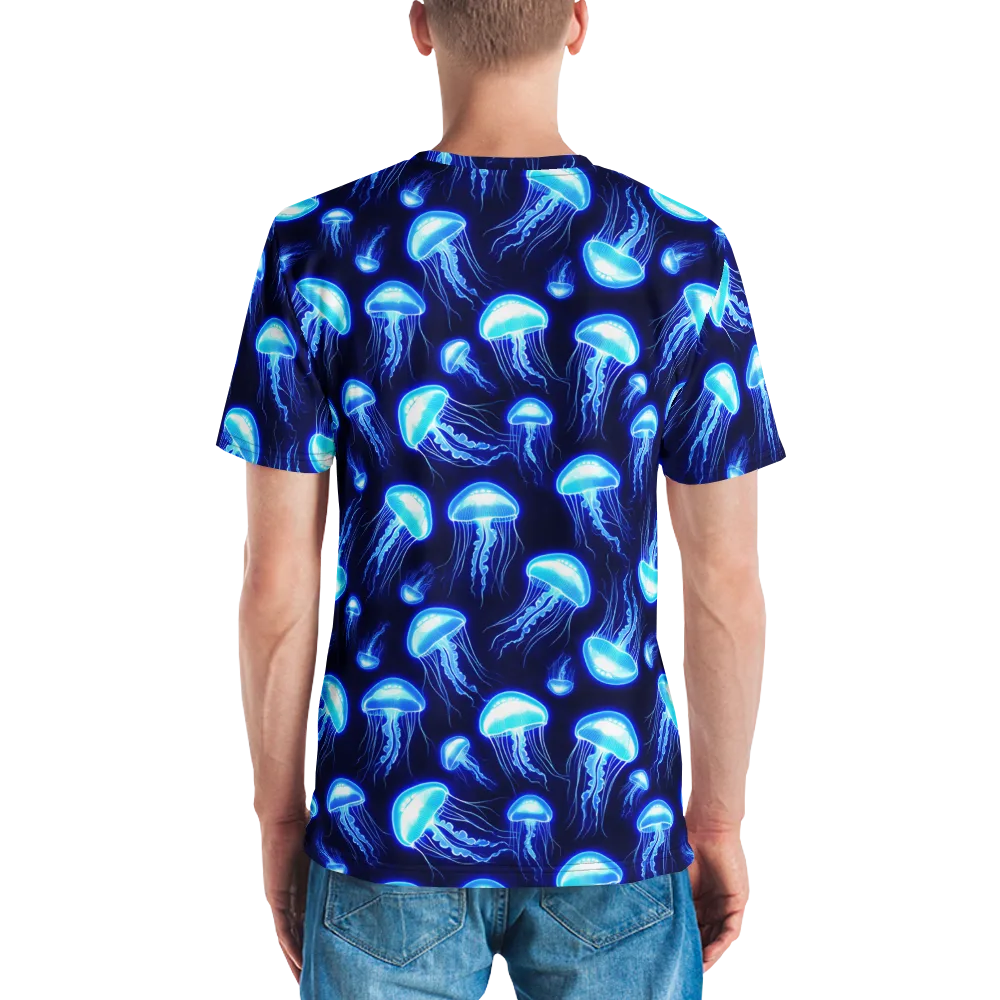 Azure Jellyscape on Men's Crew Neck T-Shirt — Back
