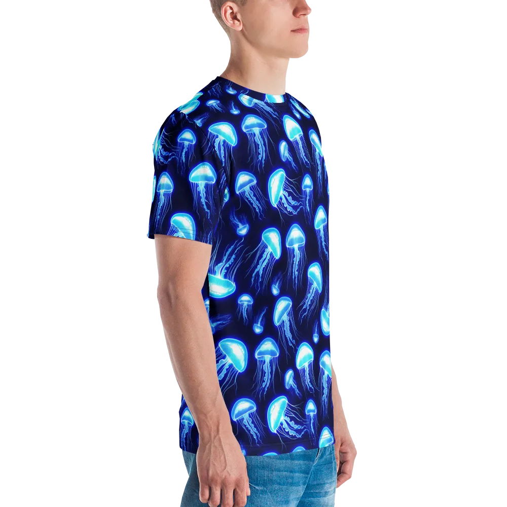 Azure Jellyscape on Men's Crew Neck T-Shirt — Right