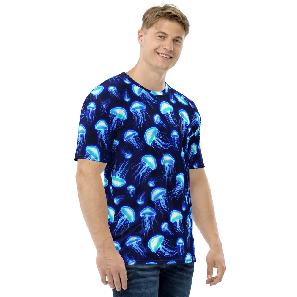Azure Jellyscape on Men's Crew Neck T-Shirt — Right